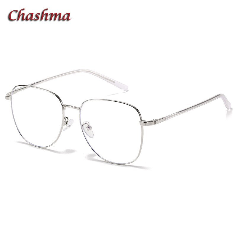 Chashma Ochki Unisex Large Round Square  Stainless Steel Eyeglasses 7214 Frame Chashma Ochki Silver  