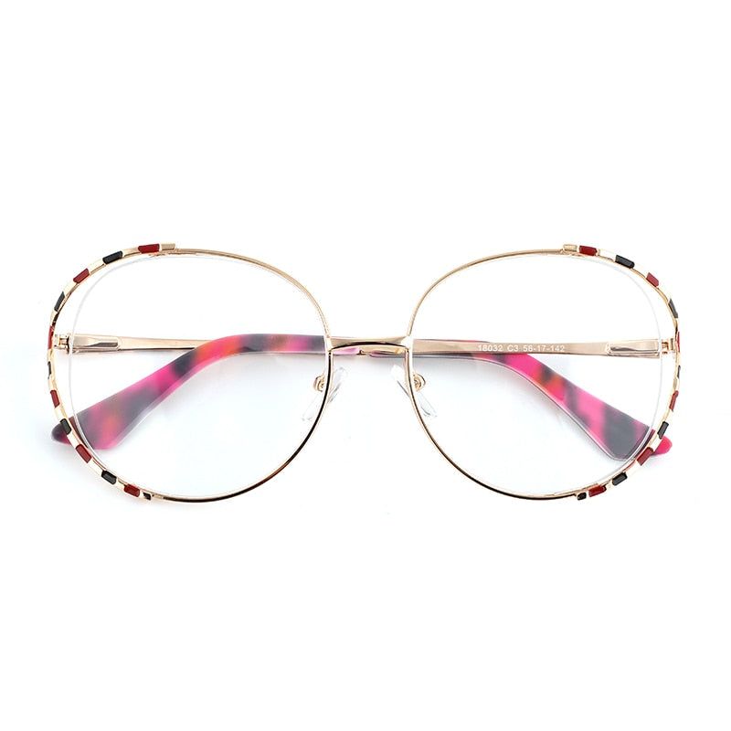 Laoyehui Women's Eyeglasses Alloy Frame Oversize Round 18032 Frame Laoyehui C3  