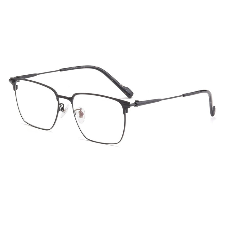Yimaruili Men's Full Rim IP Plated β Titanium Square Frame Eyeglasses 80126 Full Rim Yimaruili Eyeglasses Black  