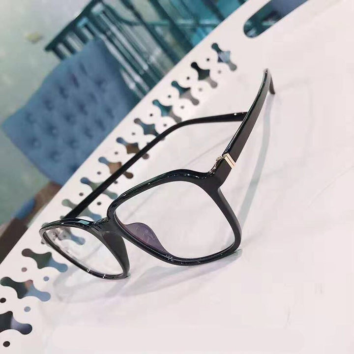 Women's Square TR90 Resin Full Rim Titanium Frame Eyeglasses 1734 Full Rim Bclear   