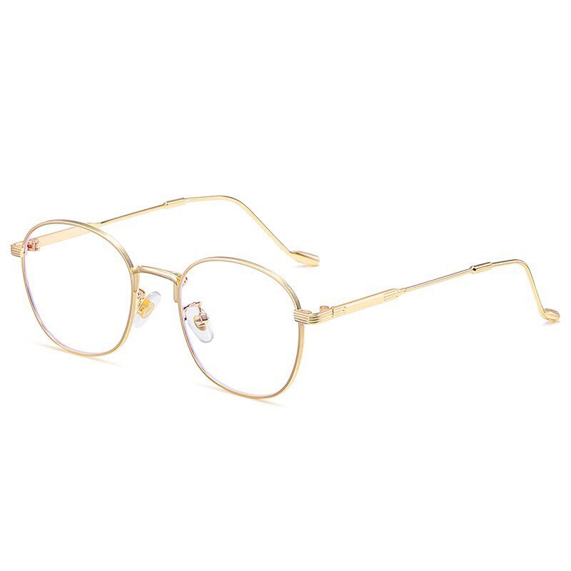 Hotony Unisex Full Rim Rectangle Browline Alloy Eyeglasses F20018 Full Rim Hotony Gold  