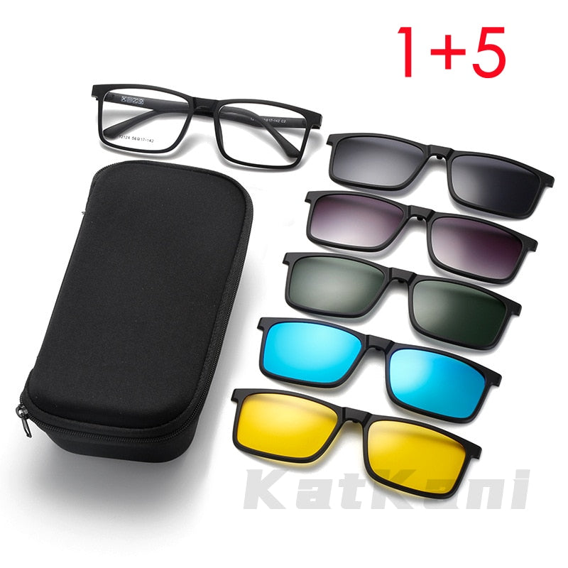 KatKani Unisex Full Rim TR 90 Resin Frame Eyeglass +5 Piece Polarized ...