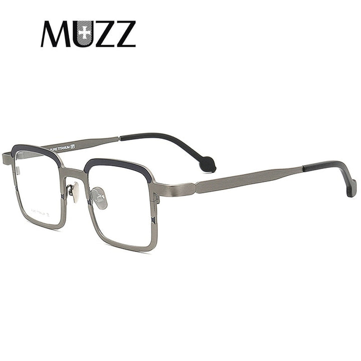 Muzz Men's Full Rim Square Titanium Frame Eyeglasses T7746 Full Rim Muzz   