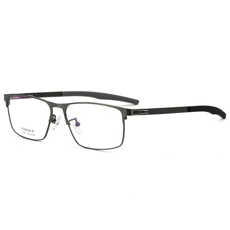 Yimaruili Men's Full Rim Square β Titanium Frame Eyeglasses F1981 Full Rim Yimaruili Eyeglasses Gun  