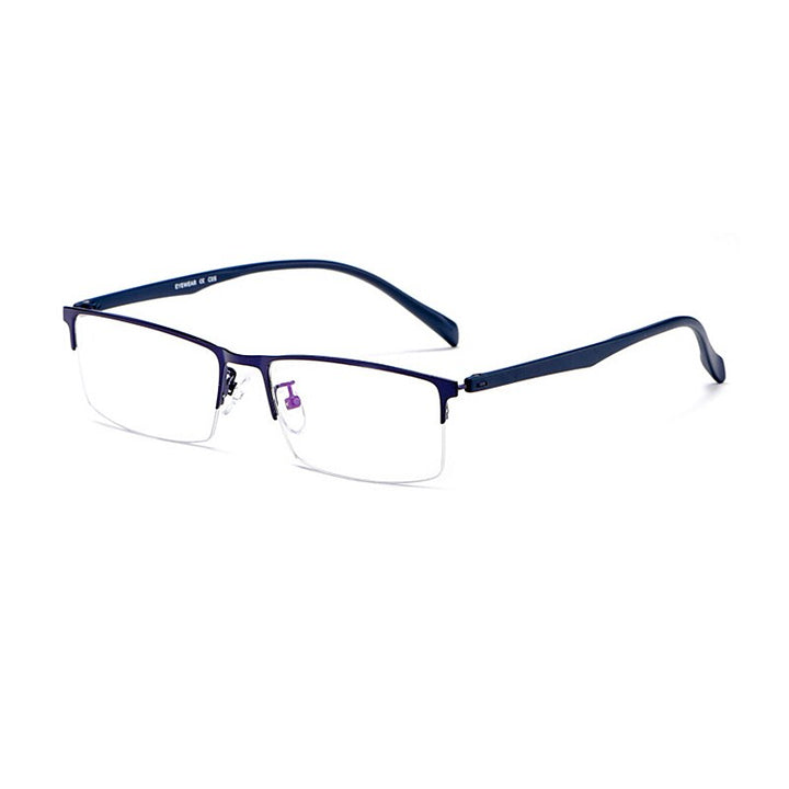 Yimaruili Men's Semi Rim Alloy Frame Eyeglasses 89032 Semi Rim Yimaruili Eyeglasses Blue  
