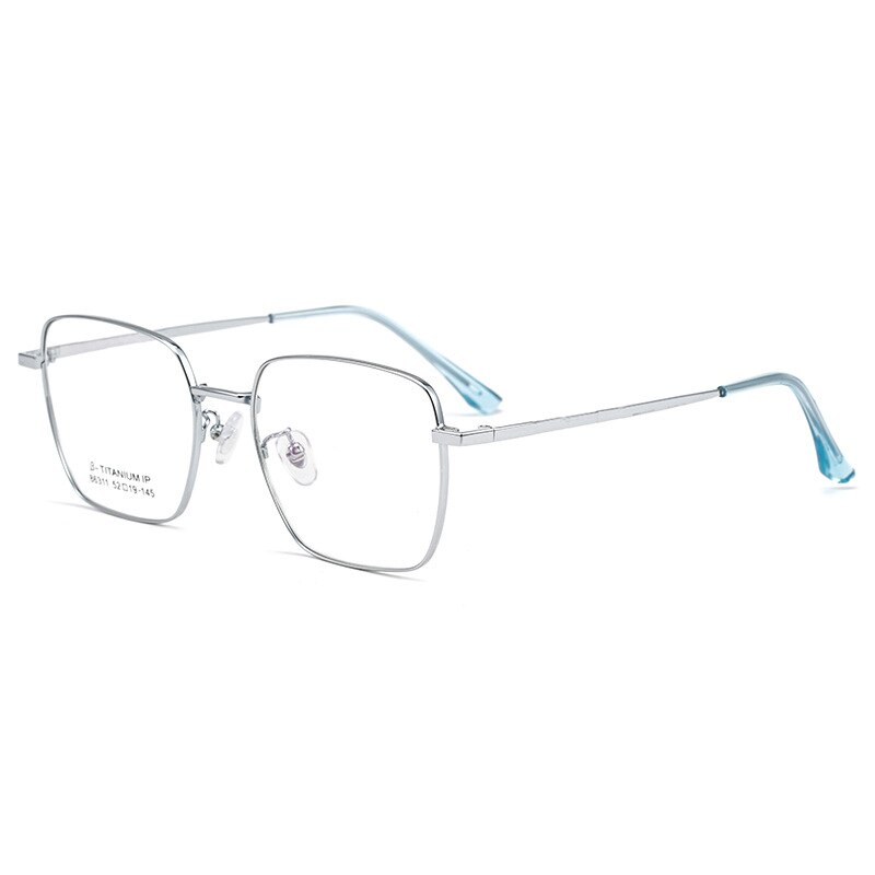 KatKani Unisex Full Rim Square Alloy Frame Eyeglasses 86311P Full Rim KatKani Eyeglasses Silver  