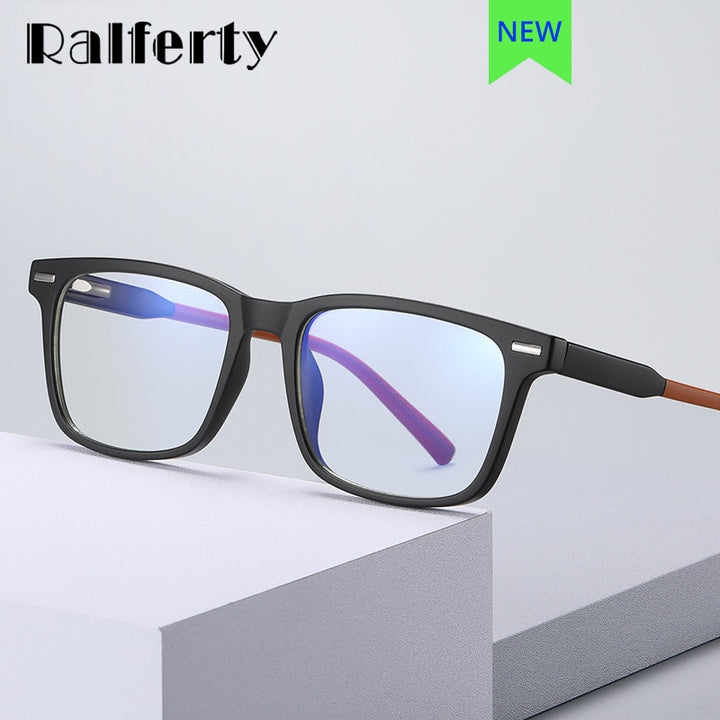 Ralferty Men's Eyeglasses TR90 Square Anti Blue Light D2323-1 Anti Blue Ralferty   
