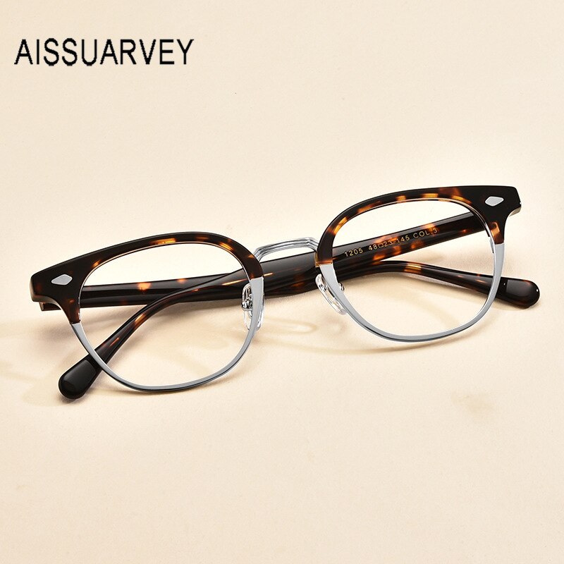 Aissuarvey Unisex Geometrical Full Rim Acetate Alloy Frame Eyeglasses Full Rim Aissuarvey Eyeglasses   