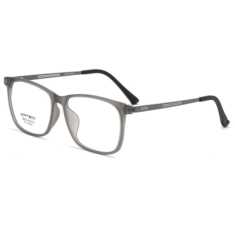 Gmei Men's Full Rim Big Square Tr 90 Titanium Eyeglasses 9825 Full Rim Gmei Optical Grey  