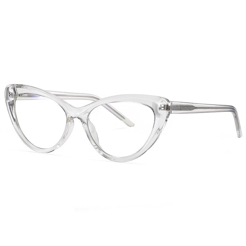 CCSpace Unisex Full Rim Cat Eye Tr 90 Titanium Frame Eyeglasses 49082 Full Rim CCspace C26-P30Clear  