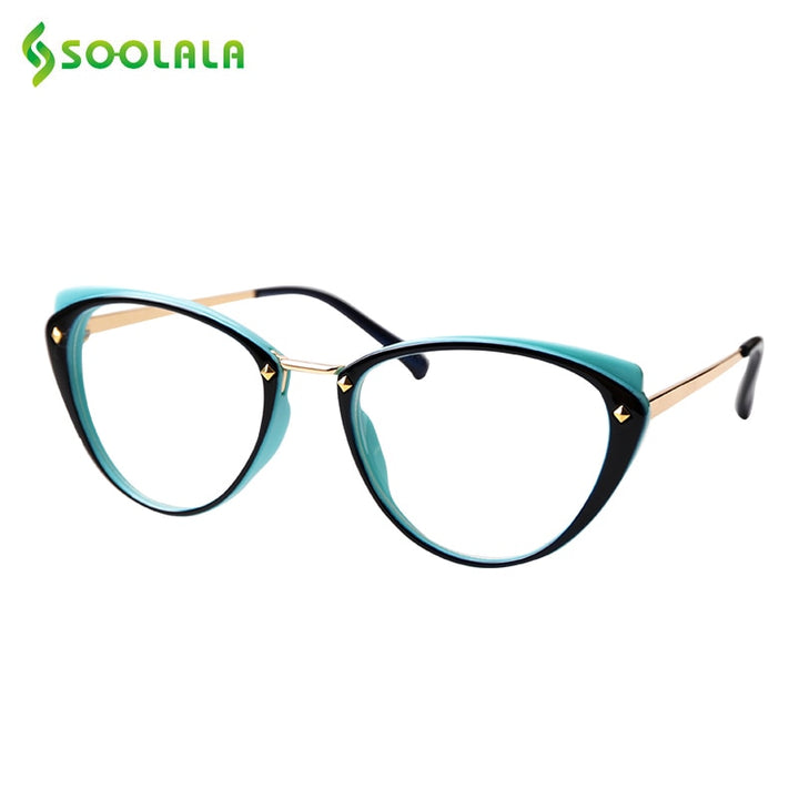 Soolala Anti Blue Light Cat Eye Alloy Reading Glasses Womens Clear Lens Eyewear 0.5 0.75 1.25 1.5 1.75 To 5.0 Reading Glasses SOOLALA   