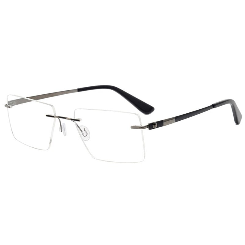 Aissuarvey Rectangular Lens Rimless Titanium Frame Men's Eyeglasses Rimless Aissuarvey Eyeglasses gray  