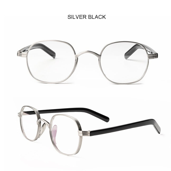 Aissuarvey Square Full Rim Titanium Acetate Frame Unisex Eyeglasses Full Rim Aissuarvey Eyeglasses Silver  