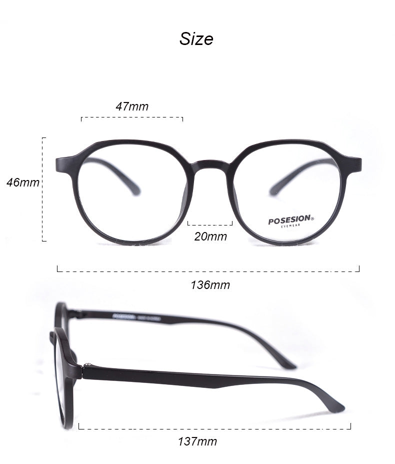Hdcrafter Unisex Full Rim Round TR 90 Acetate Frame Eyeglasses Ps1066 Full Rim Hdcrafter Eyeglasses   