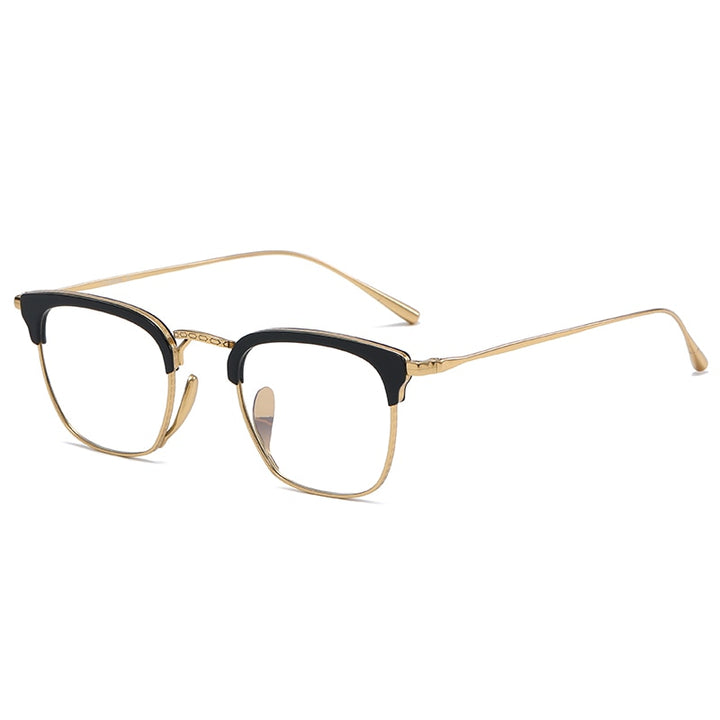 Muzz Men's Full Rim Square Titanium Acetate Frame Eyeglasses 1112 Full Rim Muzz C3  