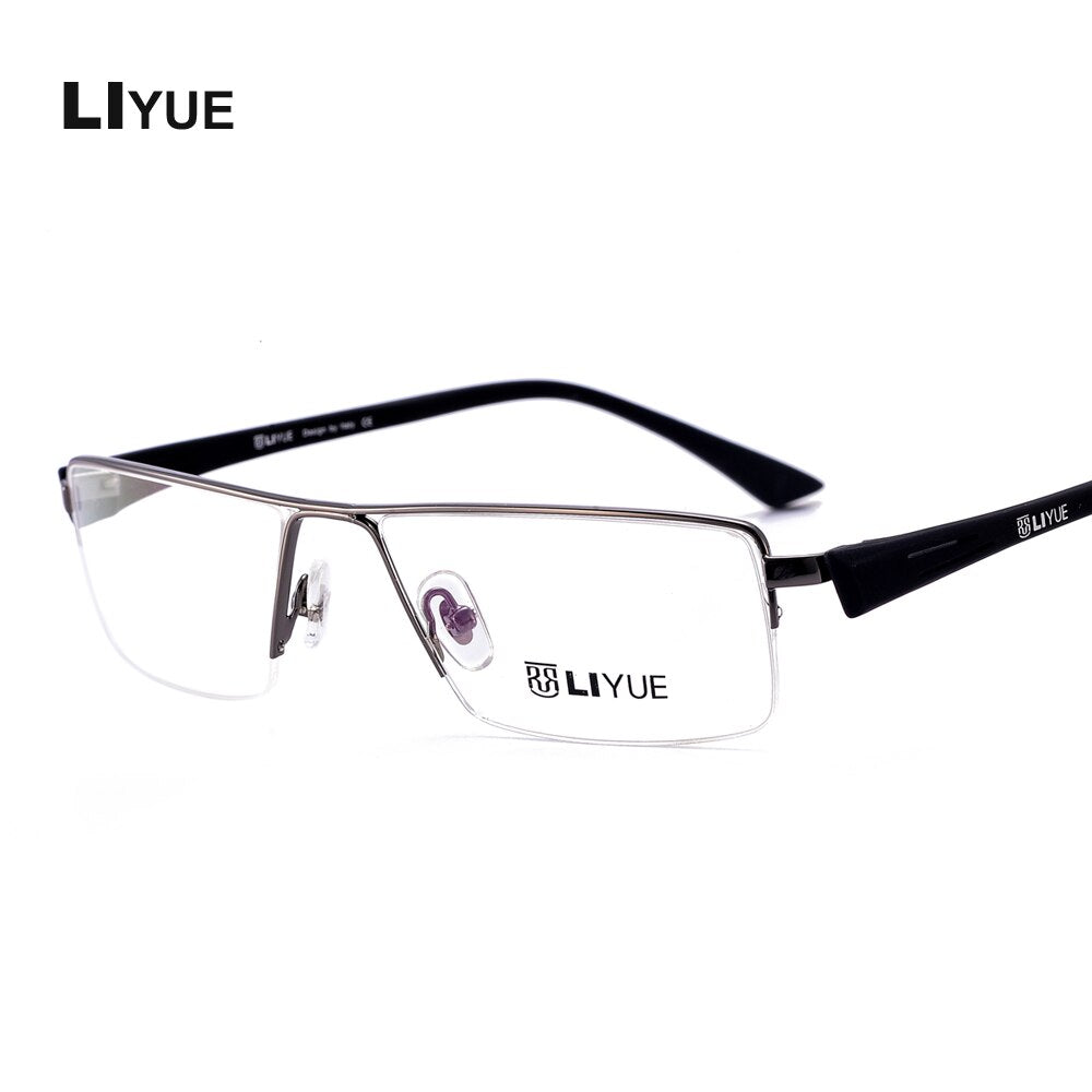 Oveliness Men's Semi Rim Square Alloy Eyeglasses 08127 Semi Rim Oveliness gun  