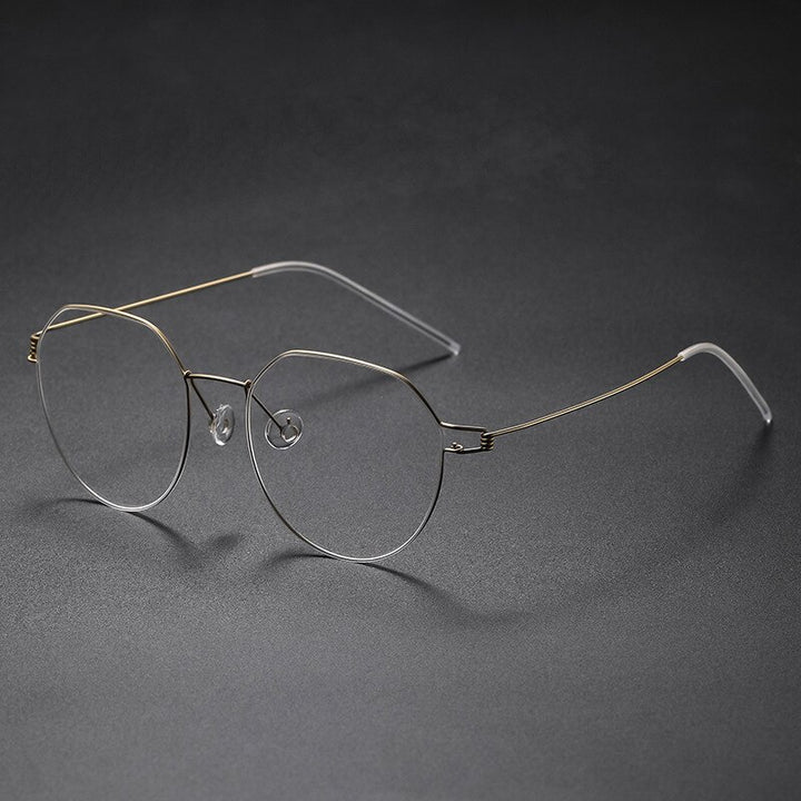 Gatenac Full Rim Round Titanium Alloy Screwless Frame Eyeglasses Gxyj679 Full Rim Gatenac Gold  