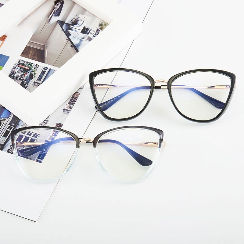Hotony Women's Full Rim TR 90 Resin Cat Eye Frame Eyeglasses 7033 Full Rim Hotony   