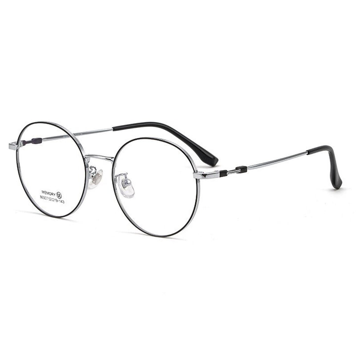 Yimaruili Unisex Full Rim Round β Titanium Frame Eyeglasses  86007YF Full Rim Yimaruili Eyeglasses Black Silver  