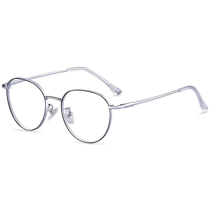 Yimaruili Unisex Full Rim β Titanium Round Frame Eyeglasses 80047 Full Rim Yimaruili Eyeglasses Black Silver  