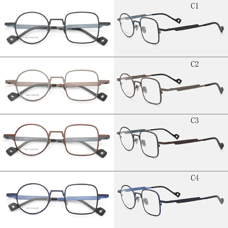 Muzz Men's Full Rim Square Round Asymmetrical Titanium Frame Eyeglasses T7039 Full Rim Muzz   