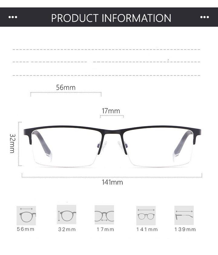 Yimaruili Unisex Semi Rim Alloy Frame Eyeglasses P8825 Semi Rim Yimaruili Eyeglasses   