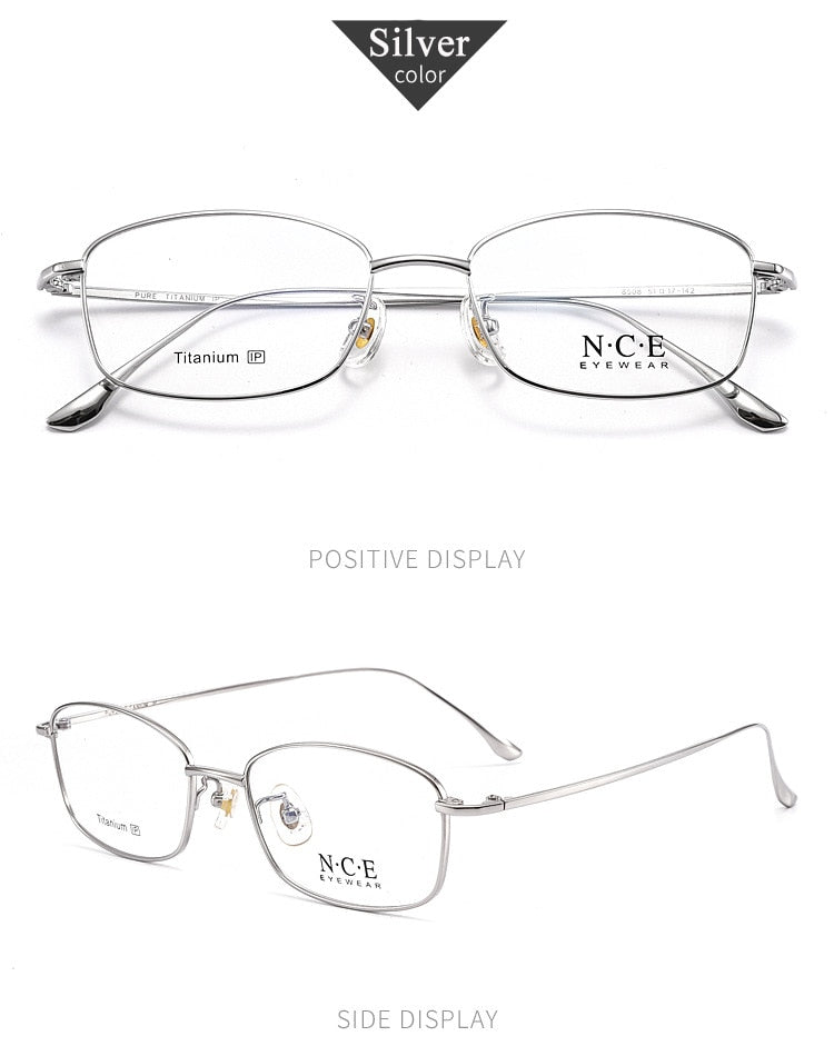 Men's Full Rim Square Titanium Frame Eyeglasses SC8508 Full Rim Bclear Silver  