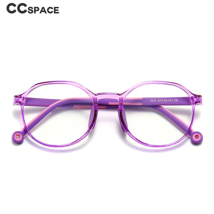 CCSpace Children's Unisex Full Rim Round Tr 90 Titanium Frame Eyeglasses 49529 Full Rim CCspace   