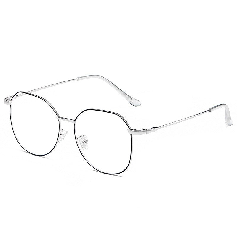 Hotony Unisex Full Rim Alloy Polygonal Frame Eyeglasses Zy9038 Full Rim Hotony BLACK SILVER  
