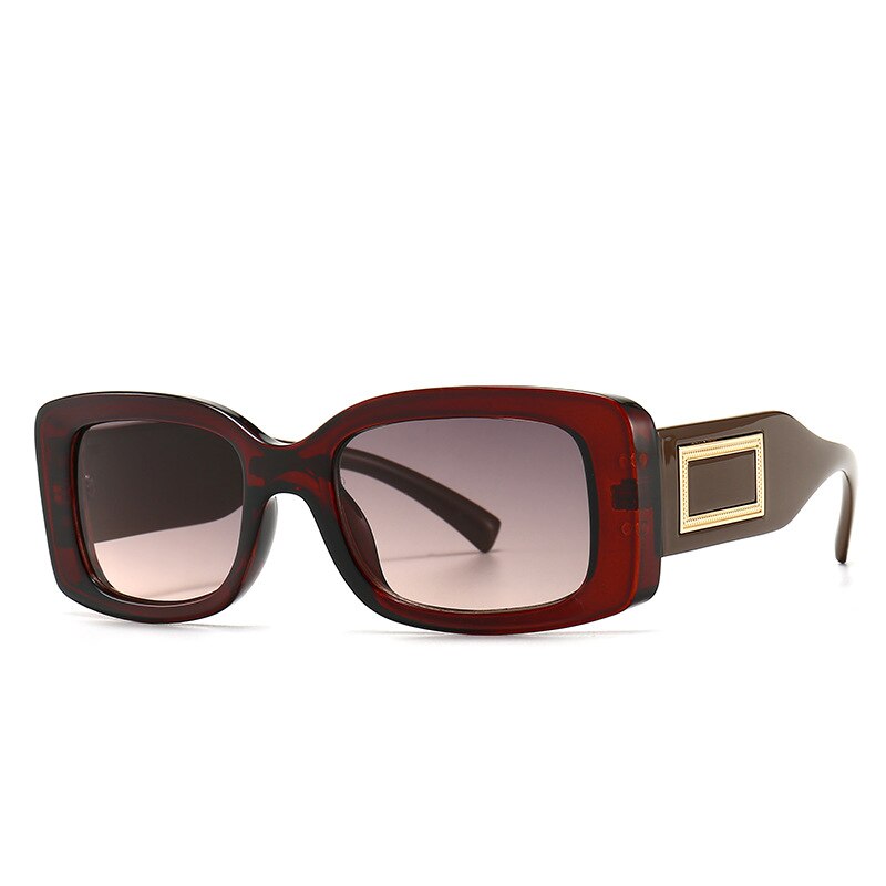 CCSpace Unisex Full Rim Rectangle Resin Frame Punk Sunglasses 46388 Sunglasses CCspace Sunglasses C5Tea  
