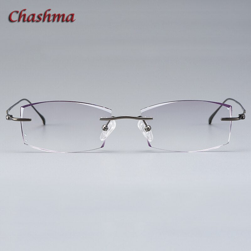 Chashma Ochki Women's Rimless Irregular Square Titanium Eyeglasses Rimless Chashma Ochki   