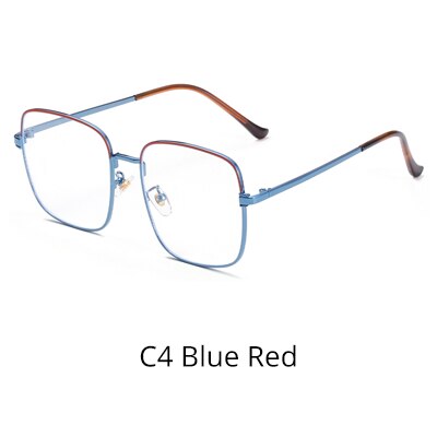 Ralferty Men's Eyeglasses Anti Blue Light Square Oversize W5103 Anti Blue Ralferty C4 Blue Red  