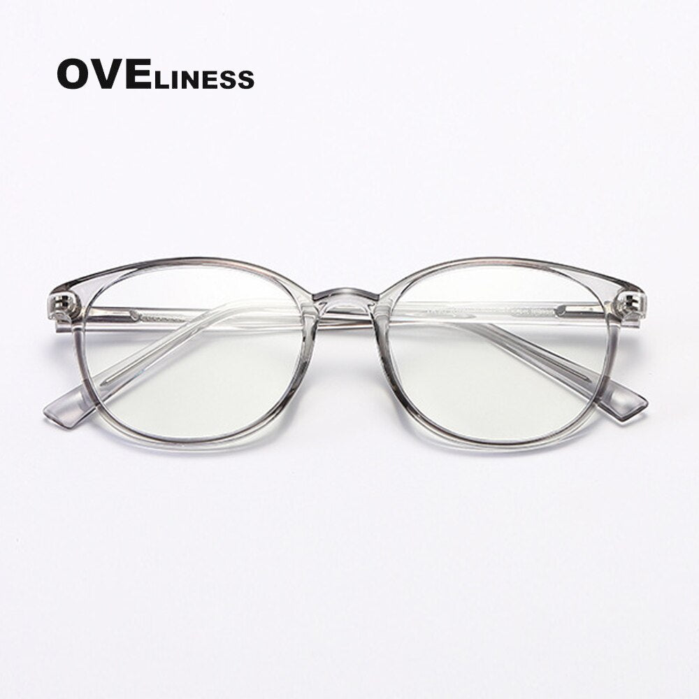 Oveliness Unisex Full Rim Round Square Tr 90 Titanium Eyeglasses 8109 Full Rim Oveliness grey  
