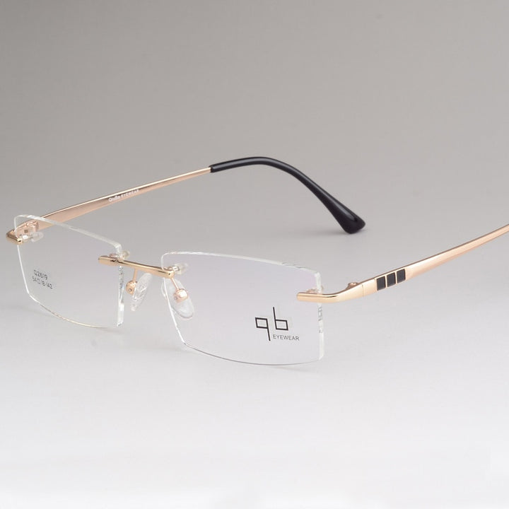 Men's Rimless Alloy Frame Eyeglasses Ztq2619 Rimless Bclear Gold  