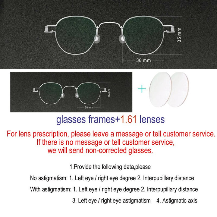 Unisex Polygonal Handcrafted Frame Eyeglasses Customizable Lenses Frame Yujo Radiation protection China 