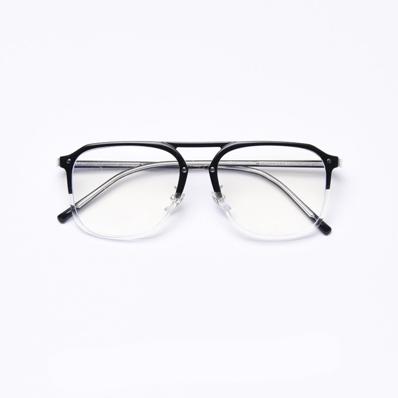 CCspace Women's Full Rim Square Tr 90 Titanium Double Bridge Frame Eyeglasses 49357 Full Rim CCspace C5Black-Clear  