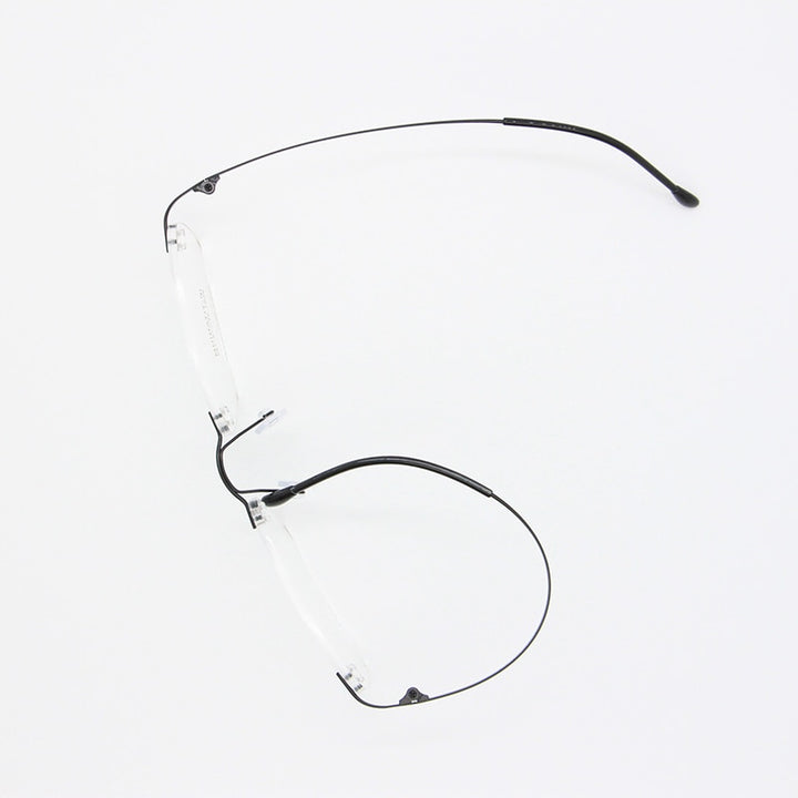 Women's Rimless Titanium Frame Eyeglasses Customizable Lenses 9011 Rimless Bclear   