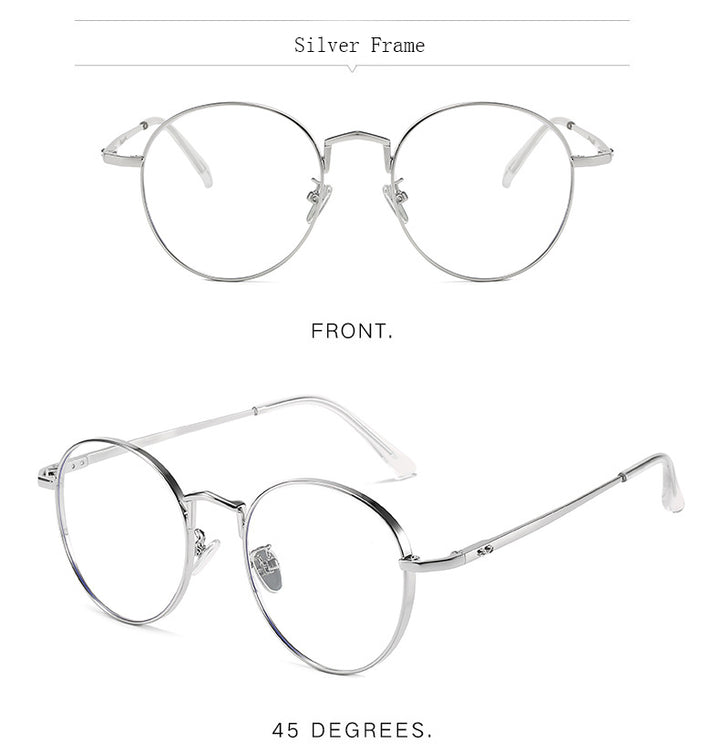 Hdcrafter Unisex Full Rim Round Alloy Frame Eyeglasses Anti Blue Light Lenses 2355 Full Rim Hdcrafter Eyeglasses   