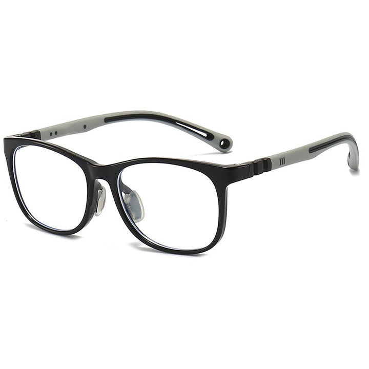 Oveliness Unisex Children's Full Rim Square Tr 90 Silicone Titanium Eyeglasses Trd105 Full Rim Oveliness c1 black grey  