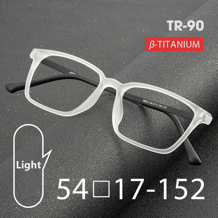 Men's Eyeglasses Ultralight Tr90 Pure Titanium Square Large Size 9822 Frame Gmei Optical   