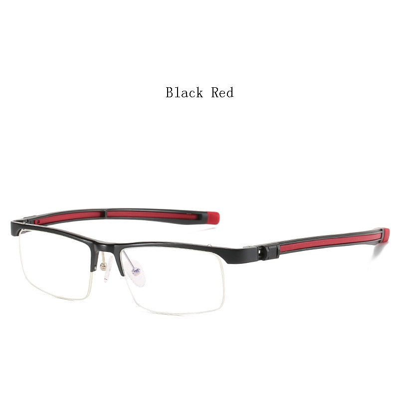Hdcrafter Unisex Semi Rim Rectangle Tr 90 Titanium Frame Eyeglasses 6109 Semi Rim Hdcrafter Eyeglasses Black Red  