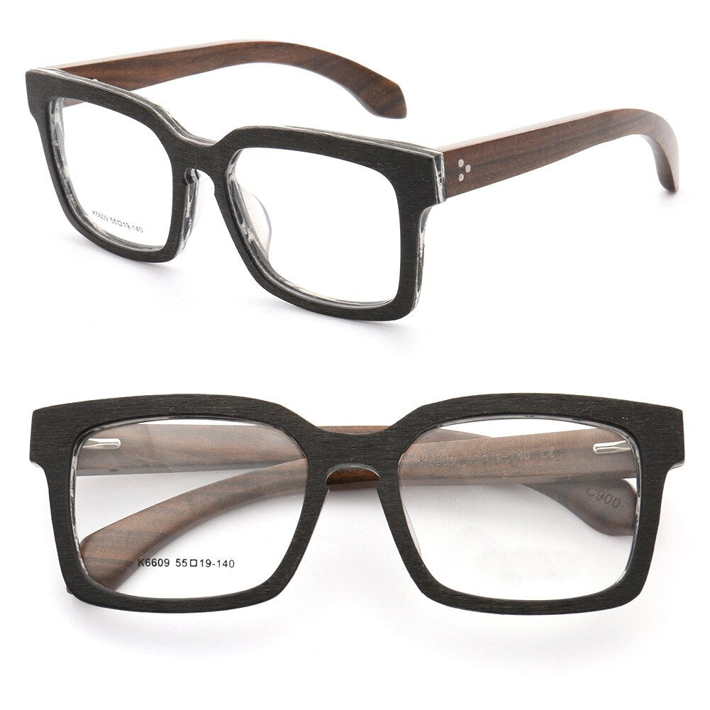 Aissuarvey Acetate Wooden Full Rim Square Frame Unisex Eyeglasses K6609 Full Rim Aissuarvey Eyeglasses   