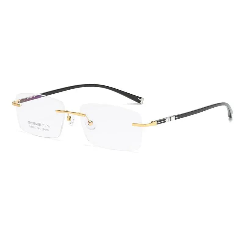 Zirosat 52003 Unisex Eyeglasses Alloy Titanium Rimless - golden