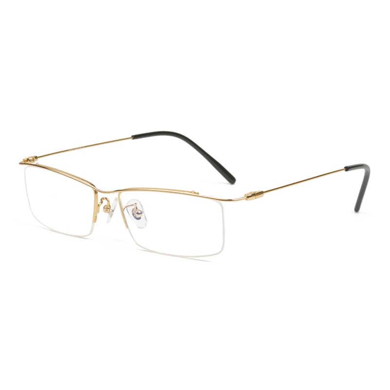 Reven Jate Men's Eyeglasses Browline Half Rim Titanium Ej1010 Spectacles Semi Rim Reven Jate golden  