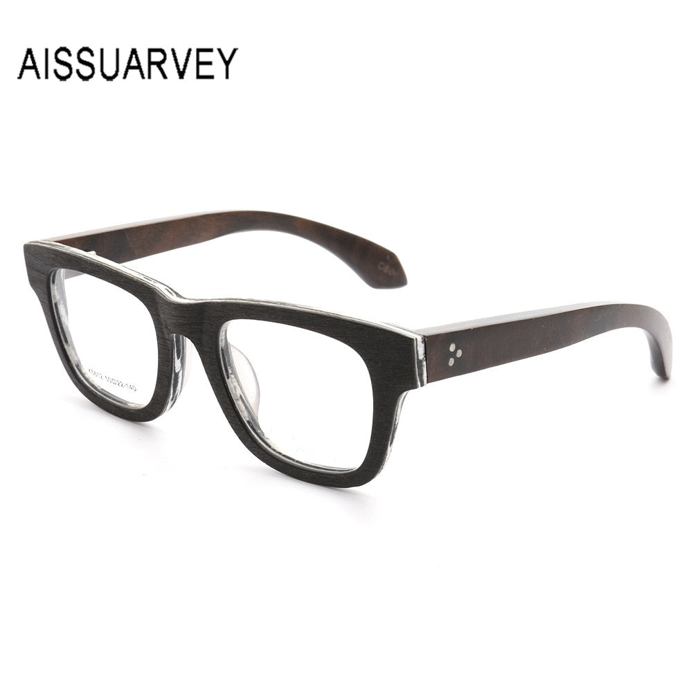 Aissuarvey Unisex Full Rim Square Frame Wooden Eyeglasses K6612 Full Rim Aissuarvey Eyeglasses K6612-C900 CN 