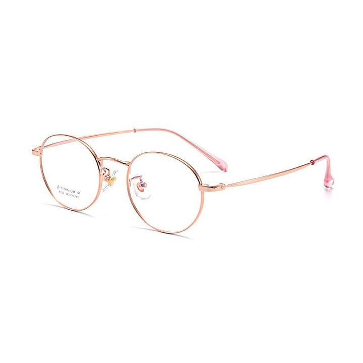 Hotony Unisex Full Rim Round Beta Titanium Frame Eyeglasses 8123 Full Rim Hotony Rose Gold  