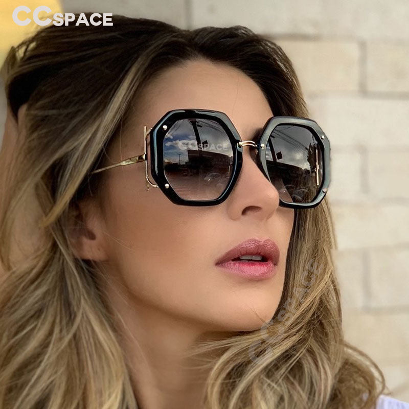 CCSpace Women's Full Rim Polygon Square Frame Sunglasses 48154 Sunglasses CCspace Sunglasses   