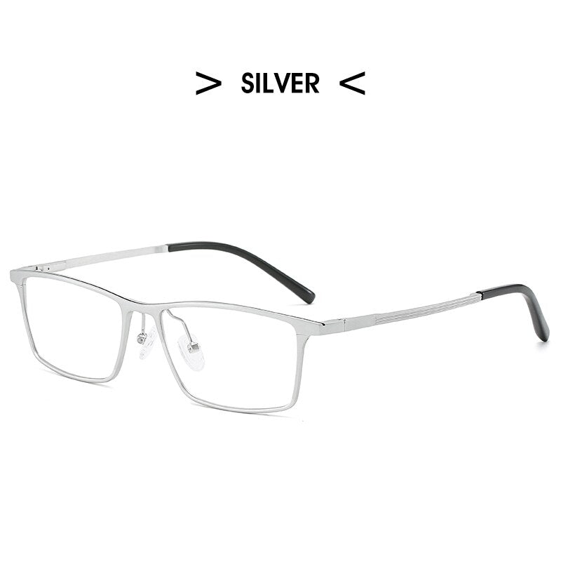 Hdcrafter Men's Full Rim Square Alloy Frame Eyeglasses P6308 Full Rim Hdcrafter Eyeglasses SILVER  