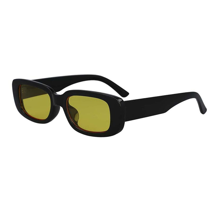 CCSpace Women's Full Rim Rectangle Resin Frame Sunglasses 53122 Sunglasses CCspace Sunglasses Black-Yellow 53122 