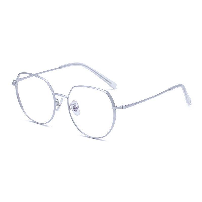Hotony Unisex Full Rim Alloy Round Frame Eyeglasses 1121 Full Rim Hotony Silver  
